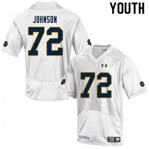 Notre Dame Fighting Irish Youth Caleb Johnson #72 White Under Armour Authentic Stitched College NCAA Football Jersey BBY7399OZ